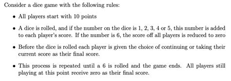 Consider a dice game with the following rules: • All | Chegg.com