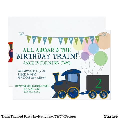 Train Themed Party Invitation | Zazzle.com | Train party invitations, Party invite template ...