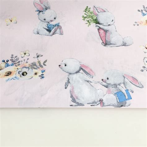 Bunny Fabric Rabbits Fabricsweet Bunnies Cotton Fabric baby | Etsy