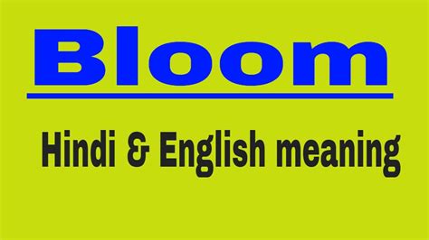 Bloom meaning in Hindi || bloom ka matlab kya hota hai || english to hindi word meaning - YouTube