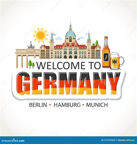 Germany Lettering Sights Symbols Landmarks Stock Vector - Illustration ...