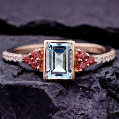 Aquamarine Ruby Ring - Etsy