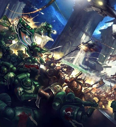 Dark Angels Primaris Astartes battling a horde of crazed Khornate ...