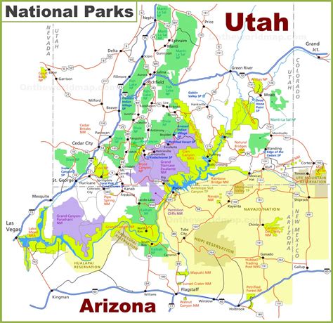 Utah Arizona National Parks Map