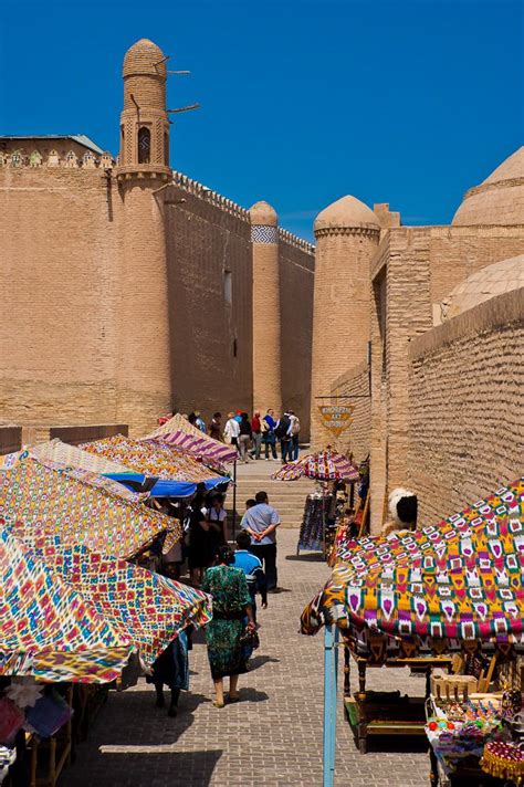 Small market area in Old Khiva. Khiva is a city of approximately 50,000 ...