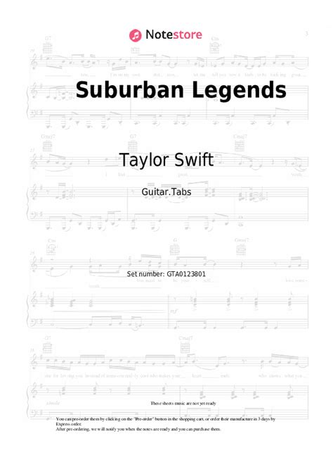 Suburban Legends tabs guitar Taylor Swift in Note-Store.com | Guitar ...