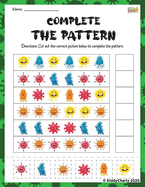 a worksheet with the words'complete the pattern'and an image of some germs