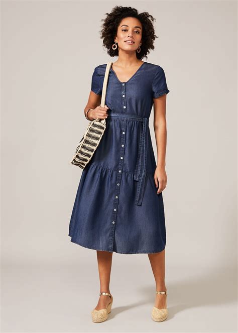 Celia Chambray Denim Dress | Phase Eight