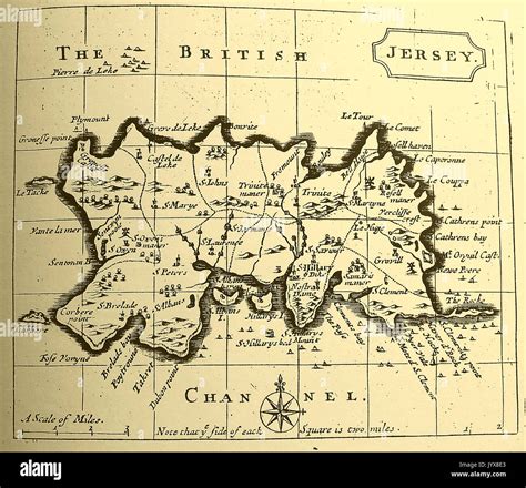 A 1778 map of Jersey, Channel Islands. UK Stock Photo - Alamy