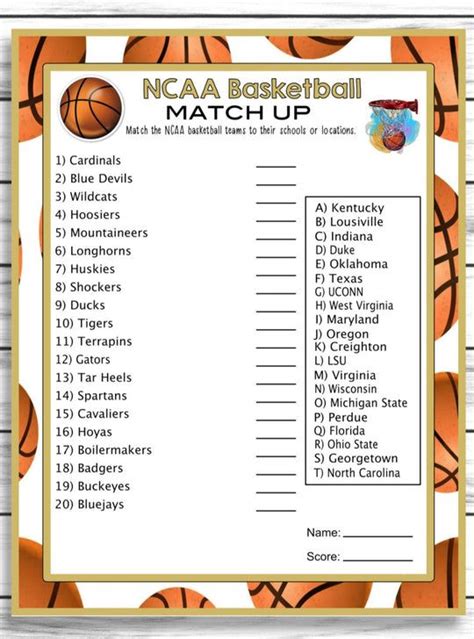 March Madness Party Trivia Game, Basketball Trivia, NCAA Trivia, Printable Or Virtual Game ...