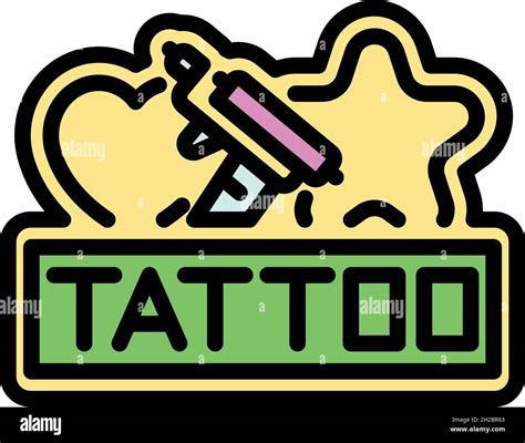 Tattoo public stand icon. Outline tattoo public stand vector icon color flat isolated Stock ...