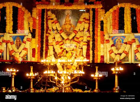 HMA78853 Altar Lord Ayyappa temple Pooja Kerala India Stock Photo ...