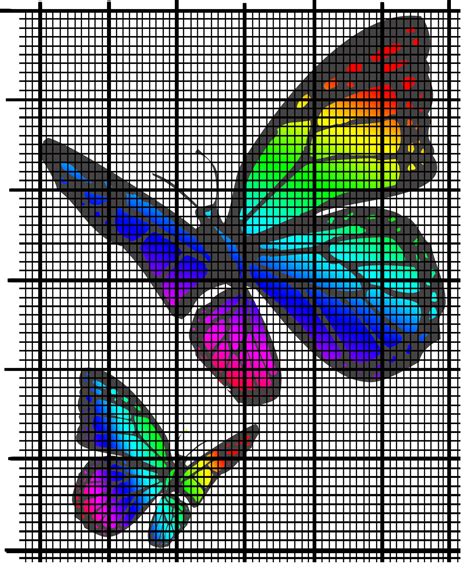 Rainbow Butterflies cross stitch (I like using variegated threads for ...