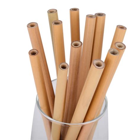 250pcs smooth Natural Straws Party Wedding Bar Tool Bamboo Reusable Straw 19cm Organic Bamboo ...