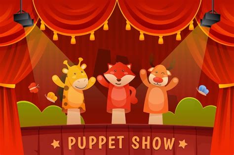 Free Vector | Cartoon puppet show background