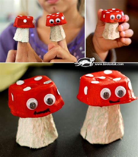 Manualidades de setas con hueveras de cartón | Egg carton crafts, Egg ...