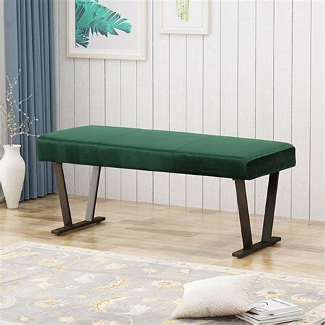 Hedy Modern Velvet Bench with Brushed Brass Metal Legs | Velvet bench, Furniture, Living room ...