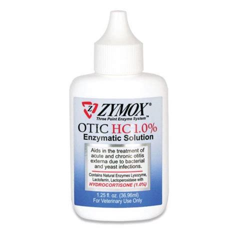 Zymox Otic HC 1.0% Enzymatic Solution | Hydrocortisone, Yeast infection, Pet meds