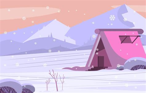 Cabin In The Snowy Mountains Background 12874040 Vector Art at Vecteezy