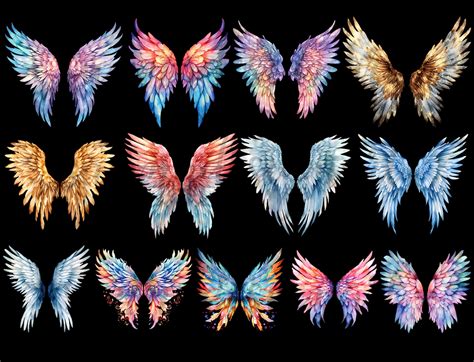 Angel Wings Clipart Watercolor Clipart Feather Wings Png - Etsy