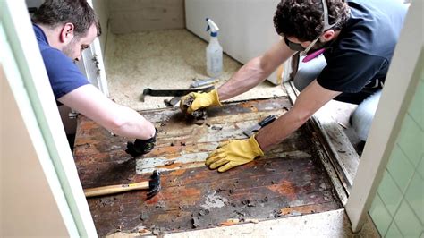 Asbestos Kitchen Floor Removal Demo_4 - YouTube