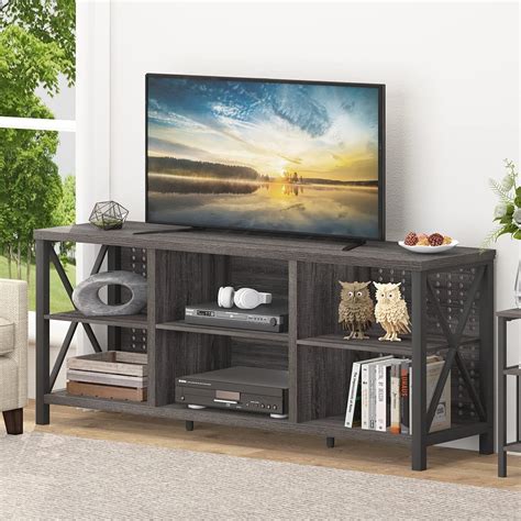 Buy IBF Industrial TV Stand for 75 Inch TV, Large Rustic Wood and Metal ...