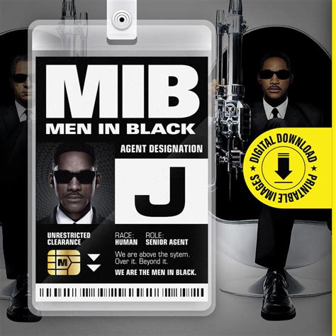 MIB Agent J Men in Black ID Badge Card Halloween Cosplay Costume Name ...