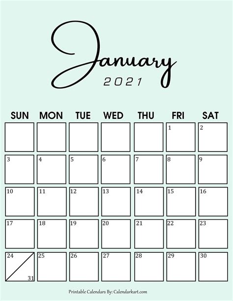 Pick Cute Printable Calendar 2021 | Best Calendar Example