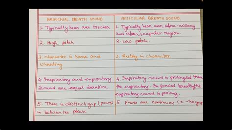 Difference between bronchial breath sound and vesicular breath sound - YouTube