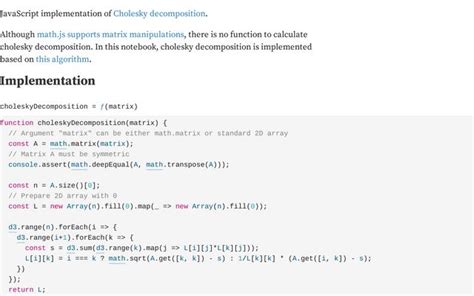 Cholesky Decomposition / sw1227 | Observable