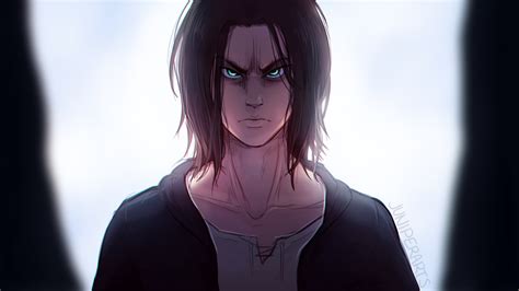 Attack On Titan Eren Yeager With White Background And Black On Sides HD Anime Wallpapers | HD ...