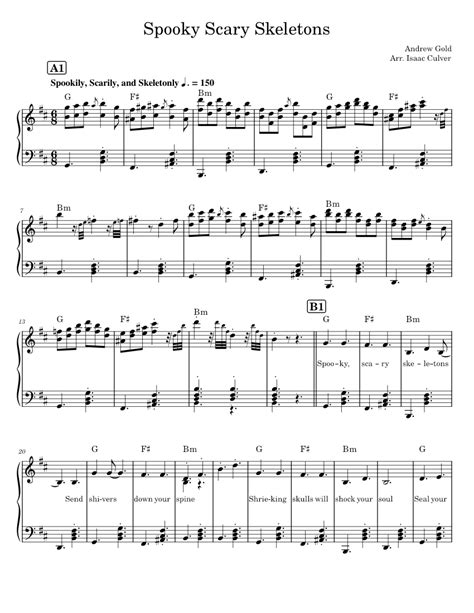 Spooky Scary Skeletons sheet music for Piano download free in PDF or MIDI