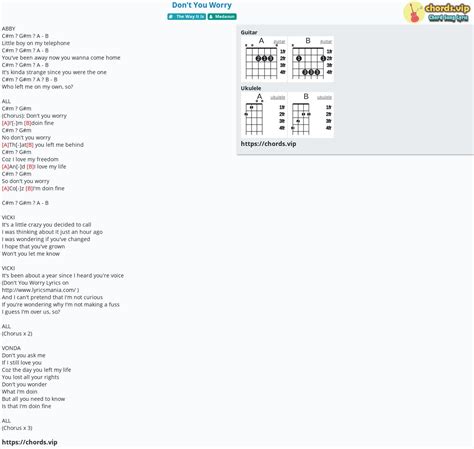 Chord: Don't You Worry - tab, song lyric, sheet, guitar, ukulele ...