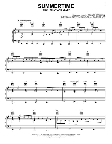 Summertime sheet music by Janis Joplin (Piano, Vocal & Guitar (Right ...