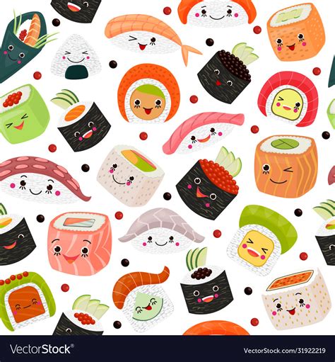 Sushi cartoon japanese food Royalty Free Vector Image