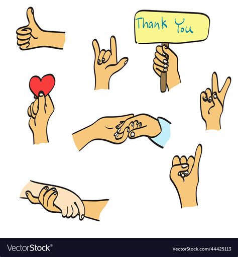 Eight hand sign collection drawn Royalty Free Vector Image