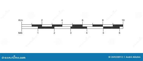 Map Bar Scale with Kilometers and Miles Ratio. Cartography Distance ...