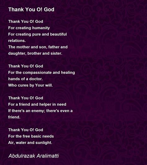 Thank You O! God - Thank You O! God Poem by Abdulrazak Aralimatti