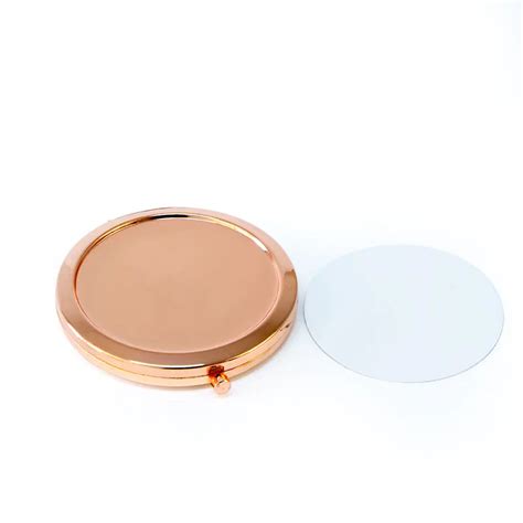 Rose Gold Compact Mirror Fashion Color Pocket Makeup Mirror DIY Photo Cosmetic Mirror with 58 mm ...