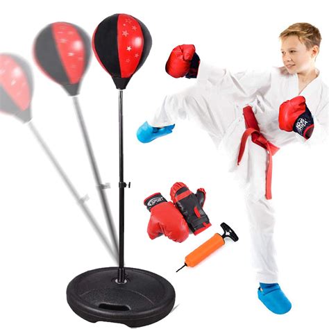 2 Pcs/Set Children Boxing Training Set Punching Bag Boxing Gloves Kids Outdoor Home Sport ...