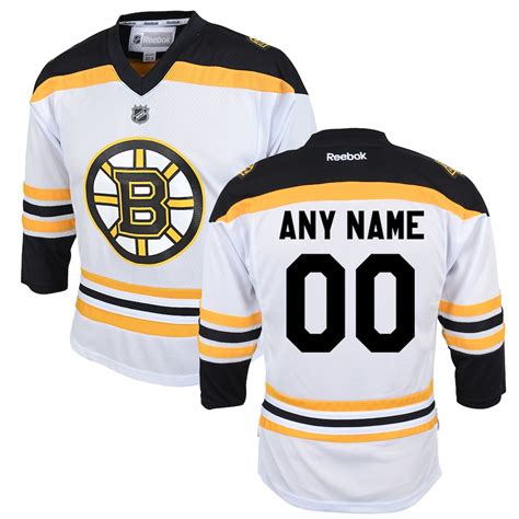 Reebok Boston Bruins Youth Replica Away Custom Jersey - White