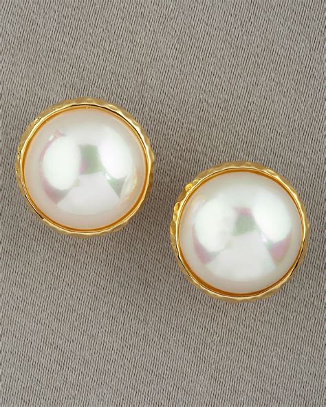 Lyst - Majorica Mabe Pearl Earrings, White in White