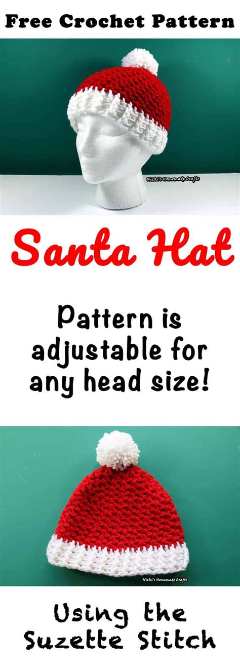 Festive Crochet Santa Hat with Pom-Pom - Free Crochet Pattern - Nicki's ...