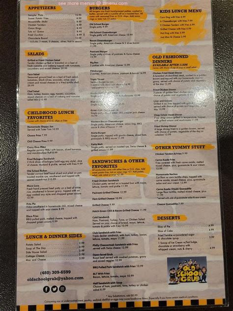 Online Menu of Old School Grub Restaurant, Apache Junction, Arizona ...