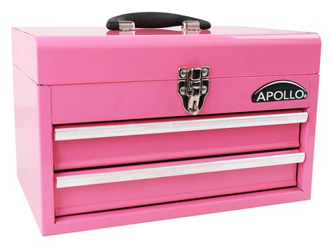 Apollo Tools 14 Inch Steel Tool Box with Deep Top Compartment and 2 Drawers in Heavy-Duty Steel ...