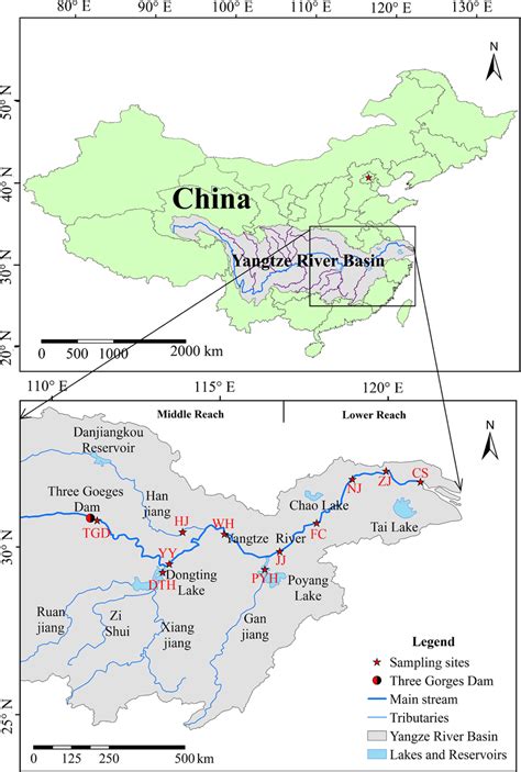 a Map of the Yangtze River Basin in China showing the study sites. b... | Download Scientific ...