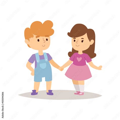 Children happy couple cartoon relationship characters lifestyle vector ...