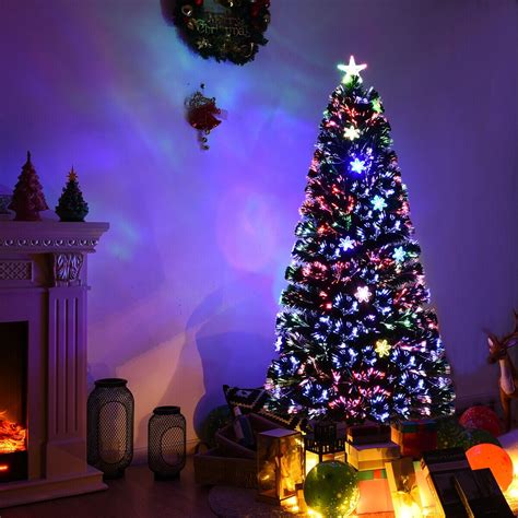 5FT Pre-Lit Fiber Optic Artificial Christmas Tree w/Multicolor Lights Snowflakes - Walmart.com ...