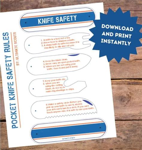 Knife Safety Pocket Knife Printable – Ultimate Scouts