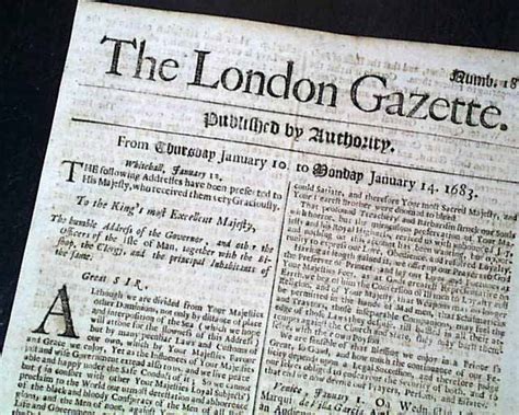 Genuine London Gazette newspaper from 1683... - RareNewspapers.com